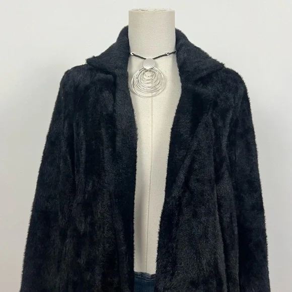 Liverpool Los Angeles Black Fuzzy Faux Fur Knit cardigan sweater. NWOT! - Picture 3 of 8